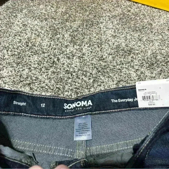 Sonoma Everyday Jean Straight Dark Rinse Denim Blue Stretch Jeans Boys 12 - Picture 3 of 10